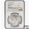 Image 1 : 1921 Silver Peace Dollar NGC MS62 High Relief