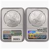 Image 2 : [2] 2021 American 1oz Silver Eagles NGC MS70 1st I