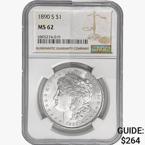 1890-S Morgan Silver Dollar NGC MS62