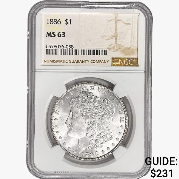 1886 Morgan Silver Dollar NGC MS63