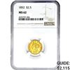 Image 1 : 1852 $2.50 Gold Quarter Eagle NGC MS62