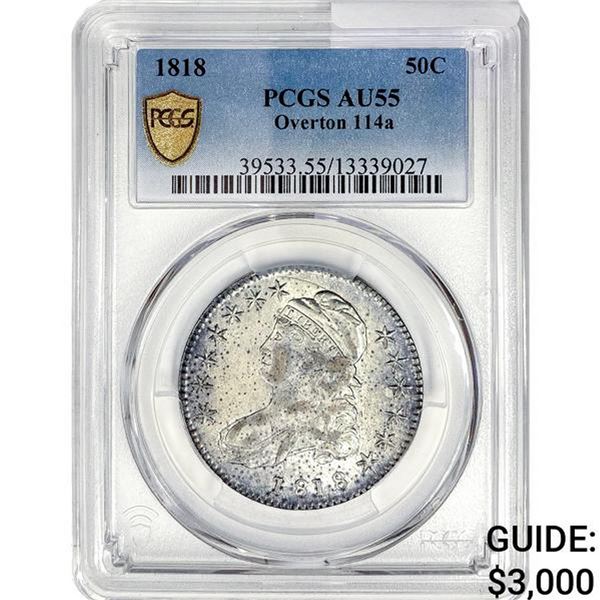 1818 O-114a Capped Bust Half Dollar PCGS AU55