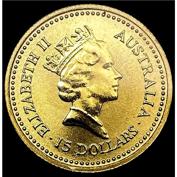 1890 Australia 1/10oz Gold $15 GEM PROOF