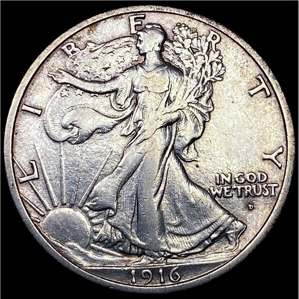 1916-D Walking Liberty Half Dollar CLOSELY UNCIRCU