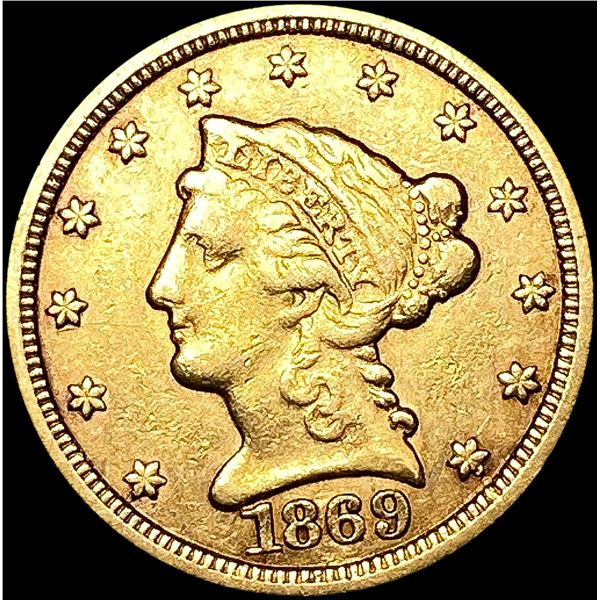 1869-S $2.50 Gold Quarter Eagle LIGHTLY CIRCULATED