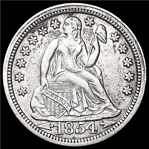 1854 Arws Seated Liberty Dime CLOSELY UNCIRCULATED