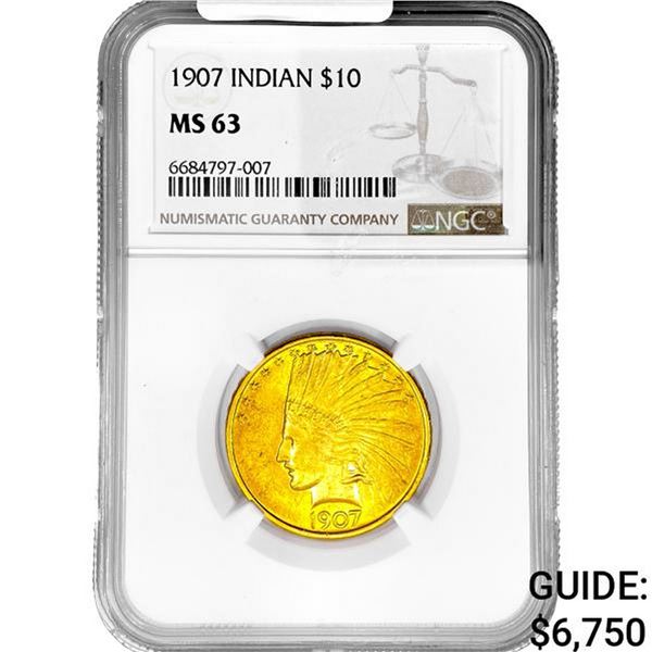 1907 $10 Gold Eagle NGC MS63
