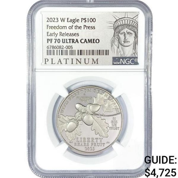 2023-W $100 F.O.P. 1OZ PLAT FS NGC PR70 DCAM