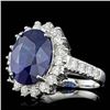 Image 2 : 14k Gold 8.00ct Sapphire 1.20ct Diamond Ring