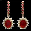 Image 1 : 14k Gold 7.5ct Ruby 1.30ct Diamond Earrings