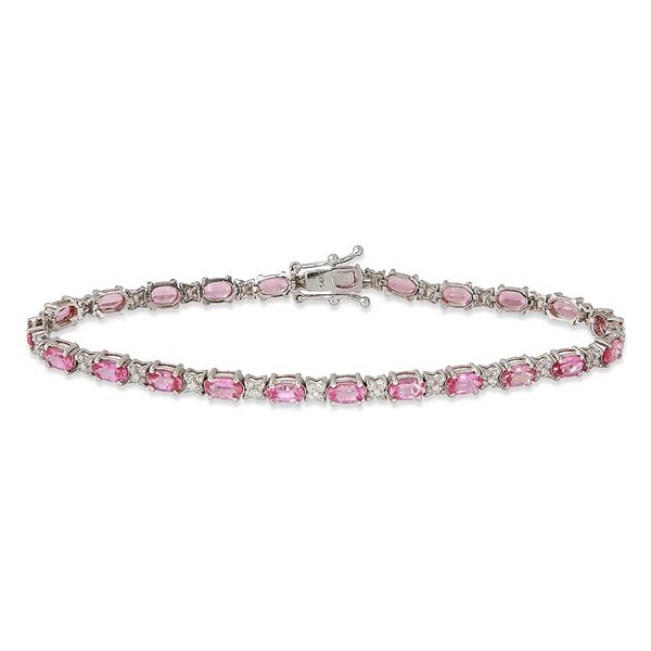 6.43ct Pink Sapphire 14 K White Gold Bangles