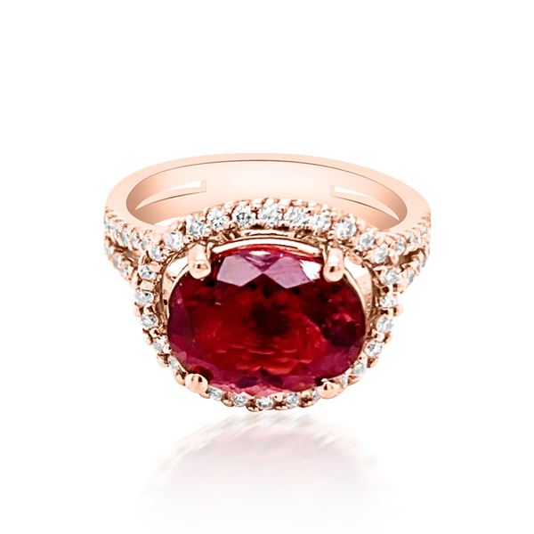 4.25CT NATURAL PINK TOURMALINE 14K ROSE GOLD RING