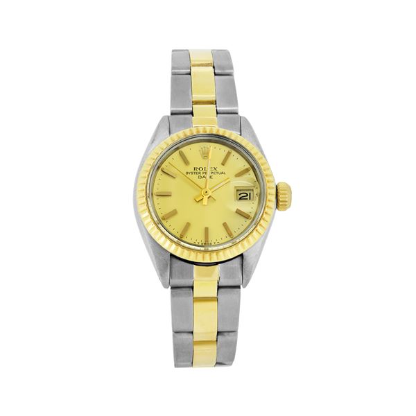 Rolex Ladies Two Tone Champagne Index Date Watch