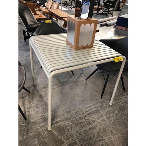 HAY PALISSADE SKY GREY 32" X 32" CAFE TABLE, RETAIL PRICE $1,111 (SMALL COSMETIC DAMAGE)