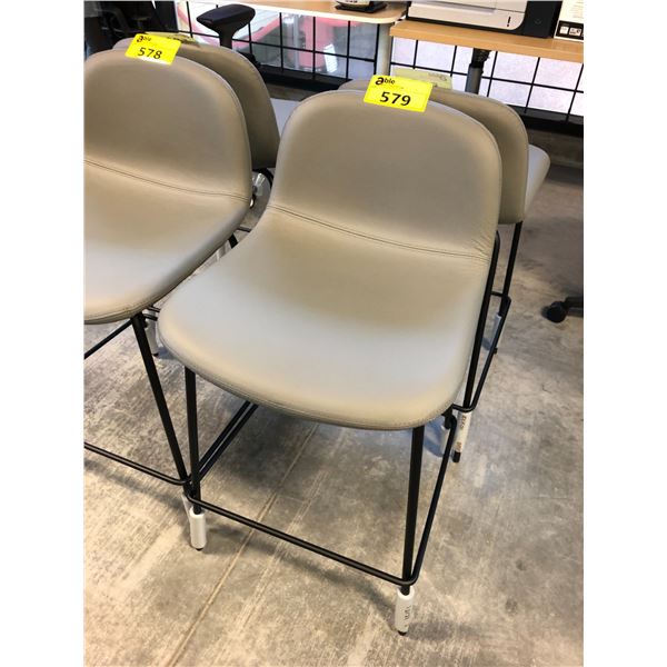 JOBS BACCO COLLECTION  GREY LEATHER/BLACK COUNTER STOOL, RETAIL VALUE $1,130