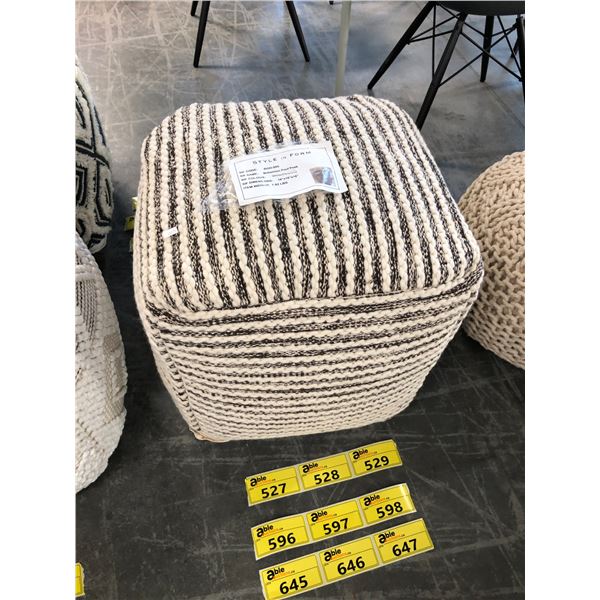 STYLE IN FORM WHITE/CHARCOAL BOHEMIAN PEEK POUF