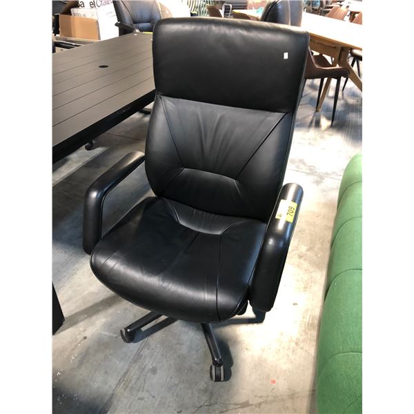 KEILHAUER RESPONS BLACK LEATHER HI-BACK EXECUTIVE CHAIR, RETAIL VALUE $5,547