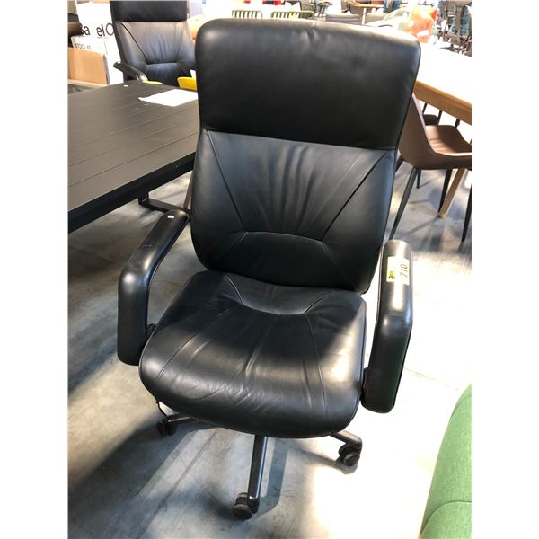 KEILHAUER RESPONS BLACK LEATHER HI-BACK EXECUTIVE CHAIR, RETAIL VALUE $5,547