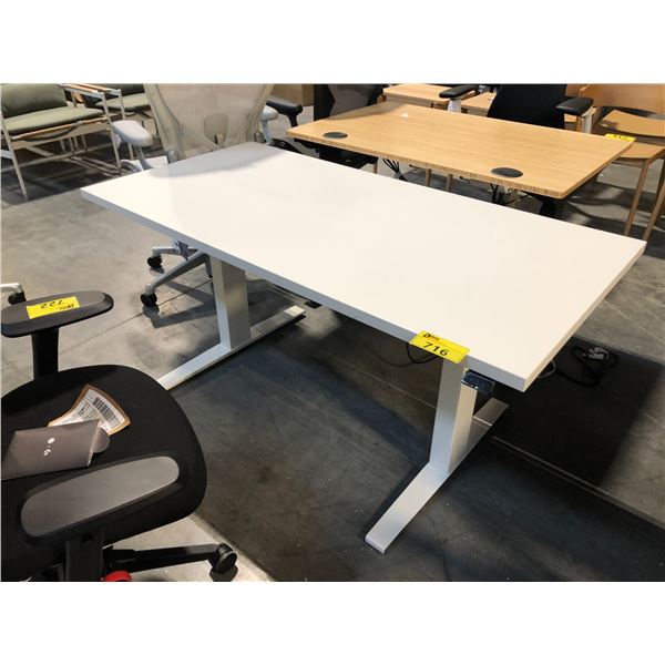 FULLY WHITE 58  X 30  ELECTRIC SIT/STAND COMPUTER TABLE