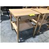 Image 2 : 2 DESIGN WITHIN REACH RISOM T303 OAK NATURAL LEATHER SIDE TABLES - ONE HAS COSMETIC DAMAGE