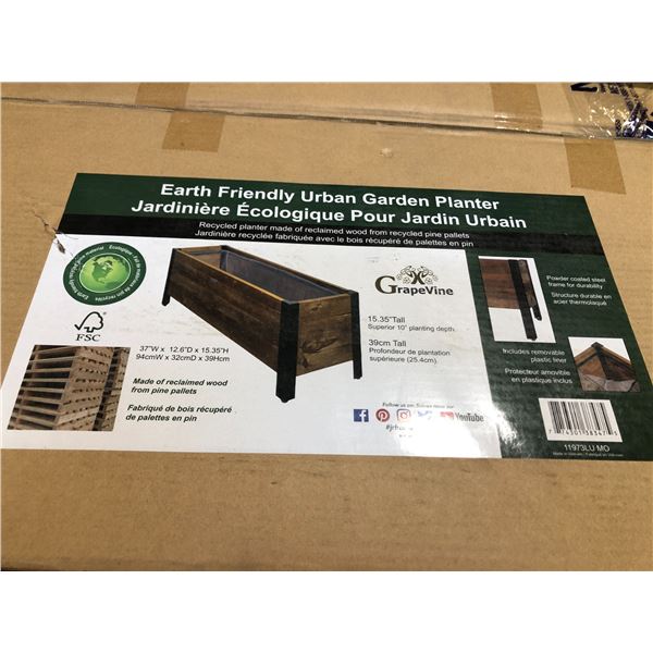 EARTH FRIENDLY 37" X 12.6" X 15.35 URBAN GARDEN PLANTER (IN BOX)