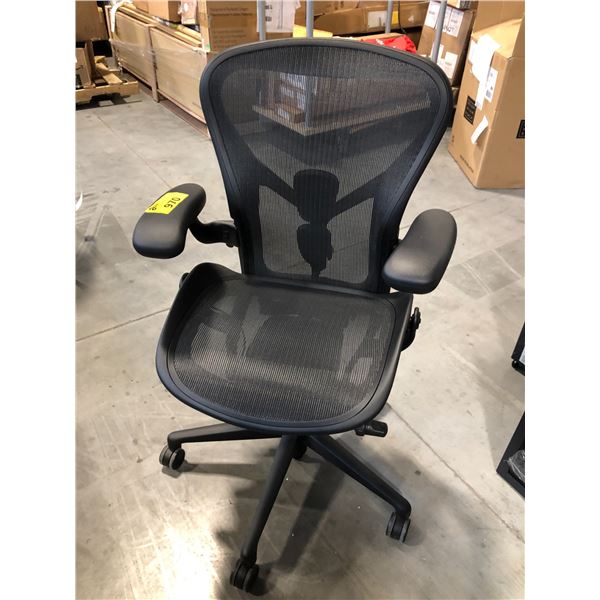 HERMAN MILLER AERON BLACK FULLY ADJUSTABLE TASK CHAIR (SIZE B), RETAIL PRICE $2,485