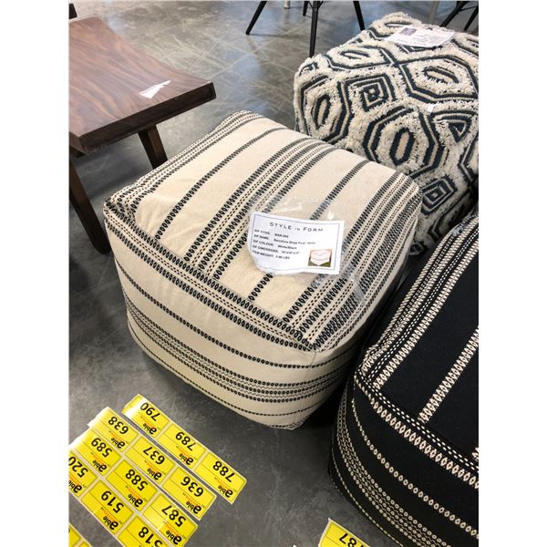 STYLE IN FORM BARCELONA WHITE STRIPED POUF