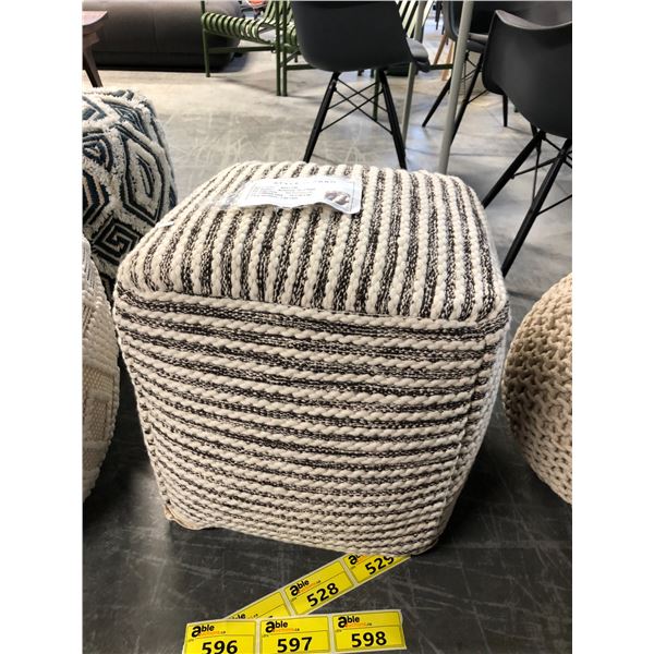 STYLE IN FORM WHITE/CHARCOAL BOHEMIAN PEEK POUF