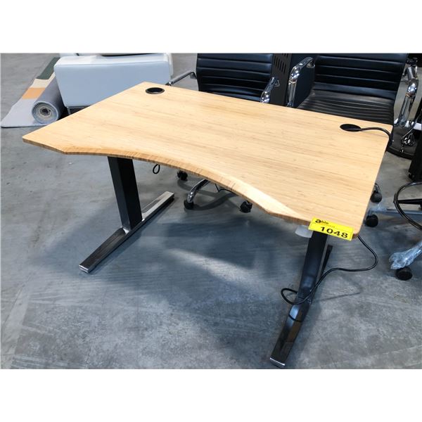 DESIGN WITHIN REACH JARVIS 48" X 30" BAMBOO SIT/STAND TABLE - SMALL COSMETIC DAMAGE