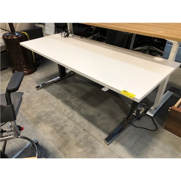 DESIGN WITHIN REACH WHITE RENEW SIT-TO-STAND DESK 72  X 30 , RETAIL VALUE $3,140