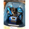 Image 1 : BIN OF ASSORTED HAND TOOLS INCLUDING MASTER CRAFT CIRCULAR SAW AND HAMMER DRILL