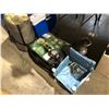 Image 2 : BIN OF CAMPING SUPPLIES INCLUDING A MINUS 10 MUMMY BAG, LANTERN, AIR MATTRESS, CAMPING CHAIR,