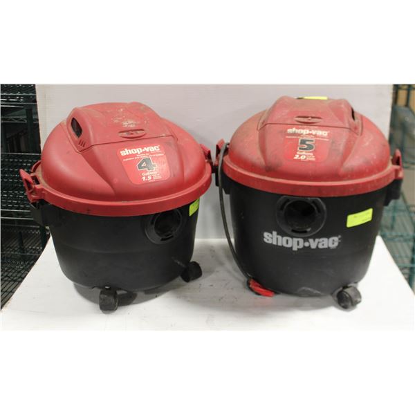 LOT OF 2- 4 &5 GALLON SHOP VACS *NO HOSES*