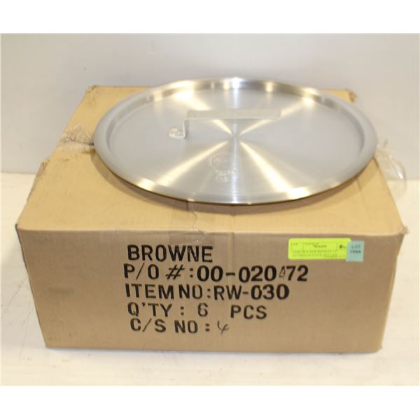 CASE OF 6 NEW REDWARE 13" ALUMINUM STOCK POT LIDS