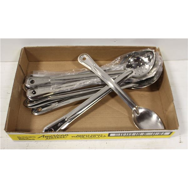 FLAT OF BRAND NEW ASSORTED SERVING SPOONS