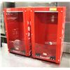 Image 1 : 2 RED BLENDER CABINET DISPLAYS W/ SLIDE UP DOORS