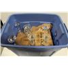 Image 1 : BLUE TOTE FULL OF ASSORTED DRINK/ GLASSWARE