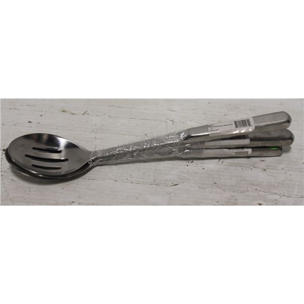 LOT OF 3   11.75  STAINLESS STEEL SLOTTED SPOONS