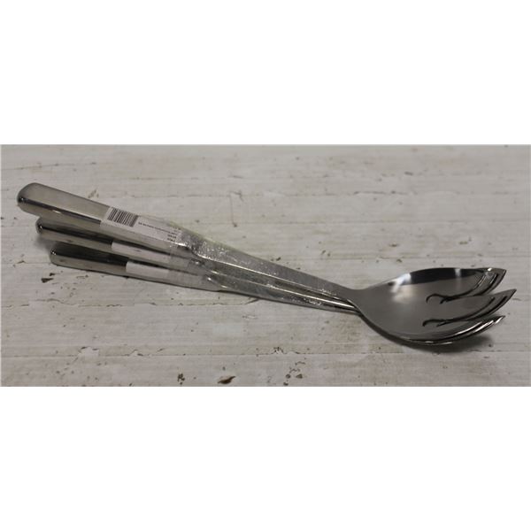 LOT OF 3   11.75" STAINLESS STEEL KNOTCHED SPOONS