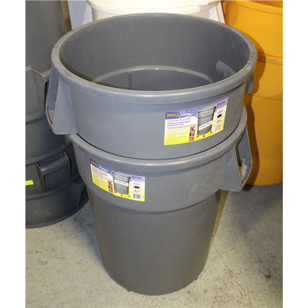 LOT OF 2 NEW GREY MARINO GLADIATOR 44 GAL TRASH CA