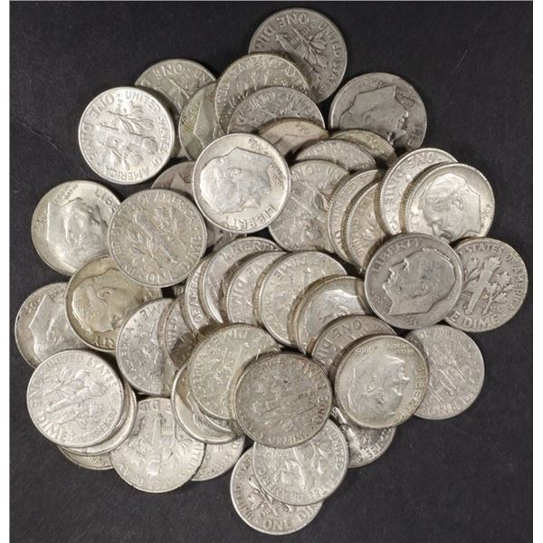 (50) 90% SILVER ROOSEVELT DIMES