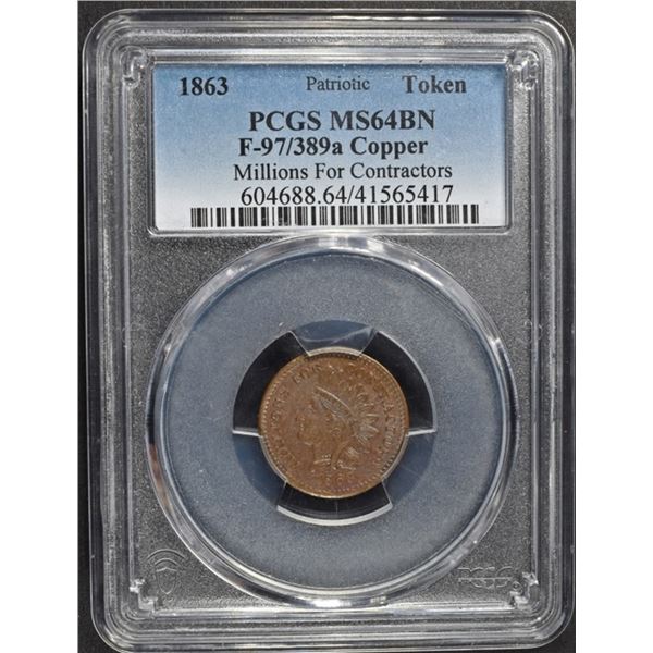 1863 MILLIONS FOR CONTRACTORS PCGS MS-64 BN