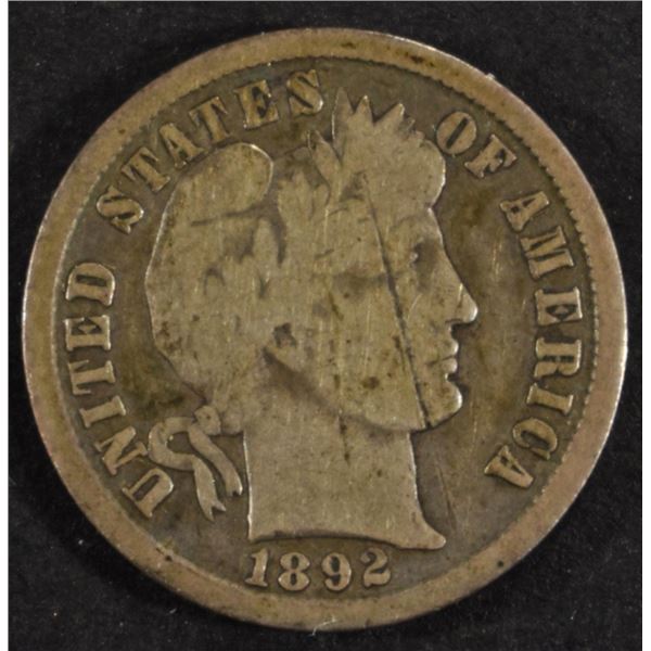 1892-S BARBER DIME VG SCRATCH