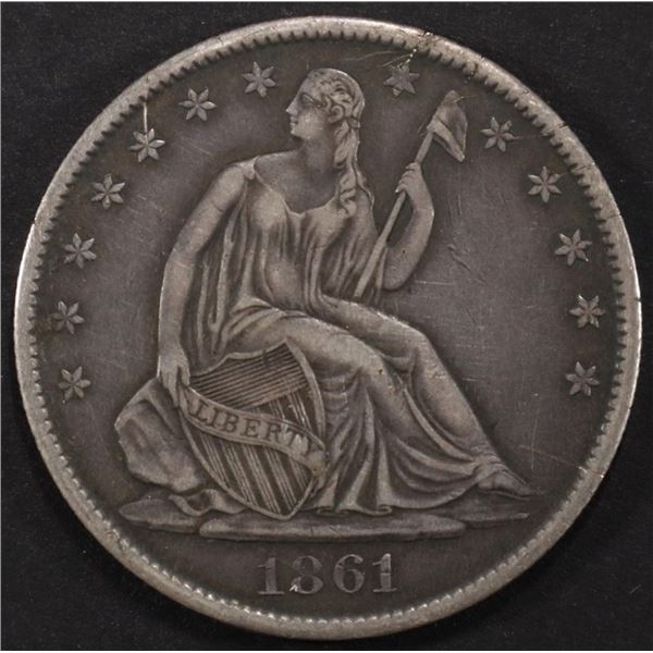 1861-O SEATED LIBERTY HALF DOLLAR XF+