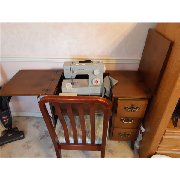 Singer Sewing Machine with Table, Chair and Contents Cat C