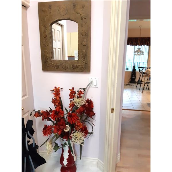 Mirror and Vase with Artificial Flowers Cat A