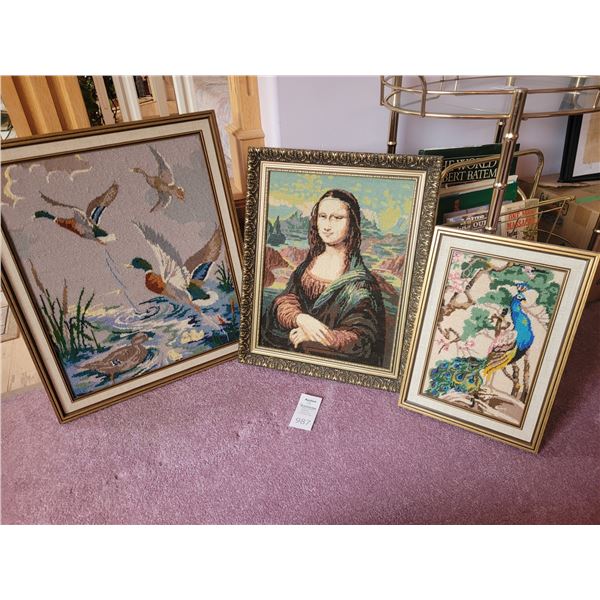 Framed Needlepoint Cat A