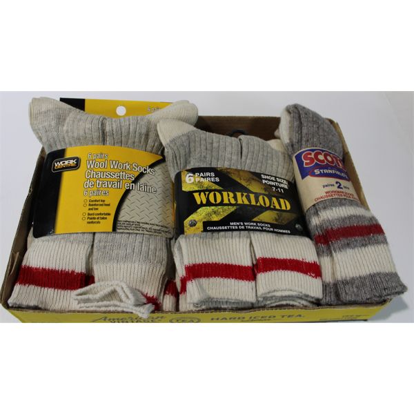 14 PAIRS OF ASSORT. MENS WOOL WORK SOCKS