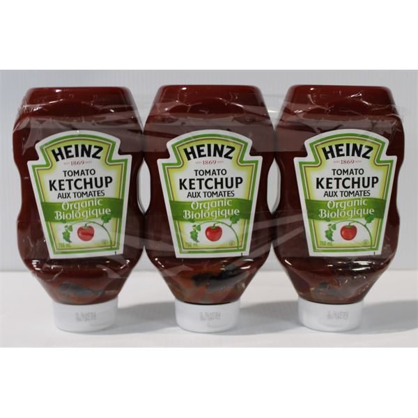 3 HEINZ TOMATO KETCHUP 750ML BOTTLES