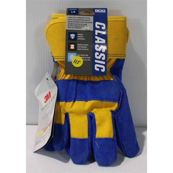 BDG CLASSIC LINED SPLIT COWHIDE GLOVES - L